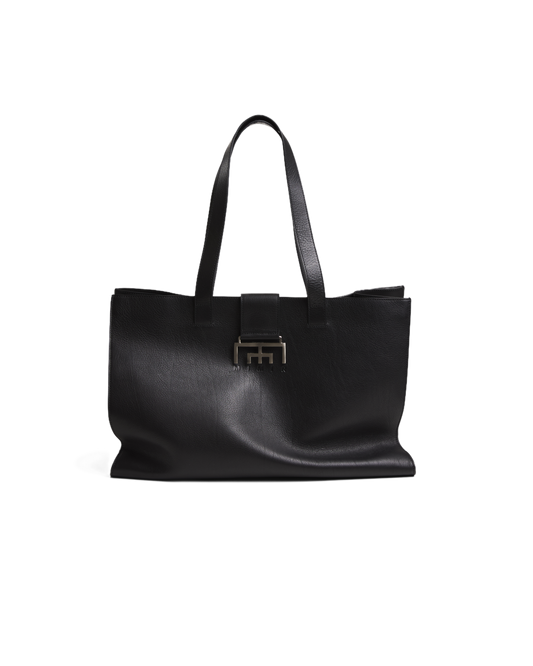 MIMIR ARC Leather Tote BAG Black/Affenpinscher