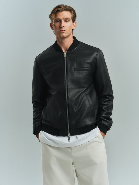 MIMIR HAVEN Leather Bomber OUTERWEAR Black/Affenpinscher