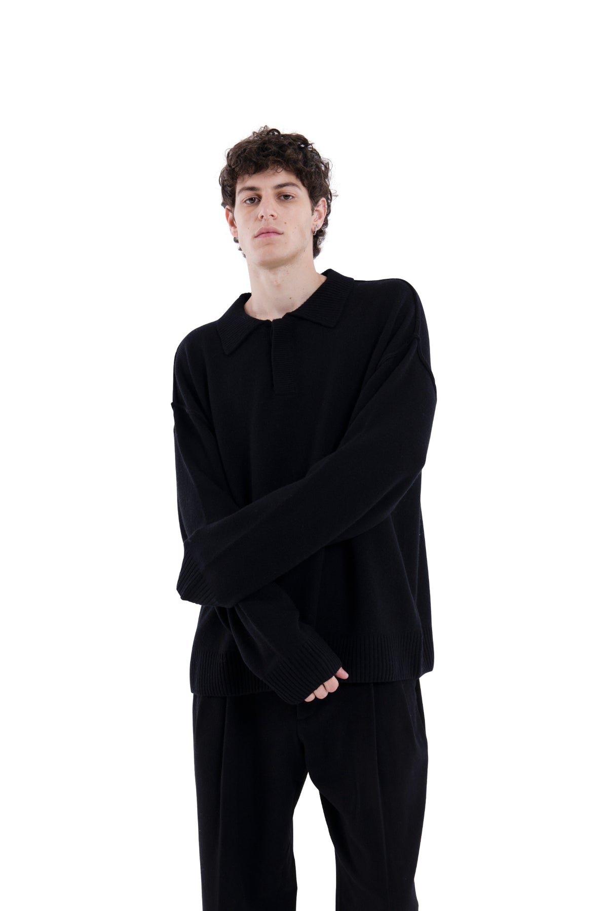 MIMIR MUNINN KNIT POLO Black