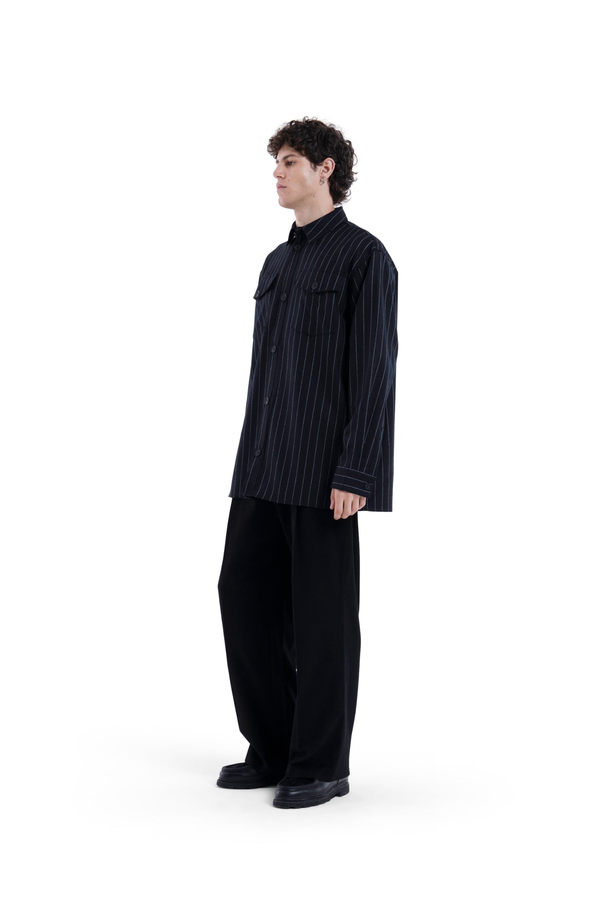MIMIR REGLA PINSTRIPE SHIRT Black/Chalk Stripe