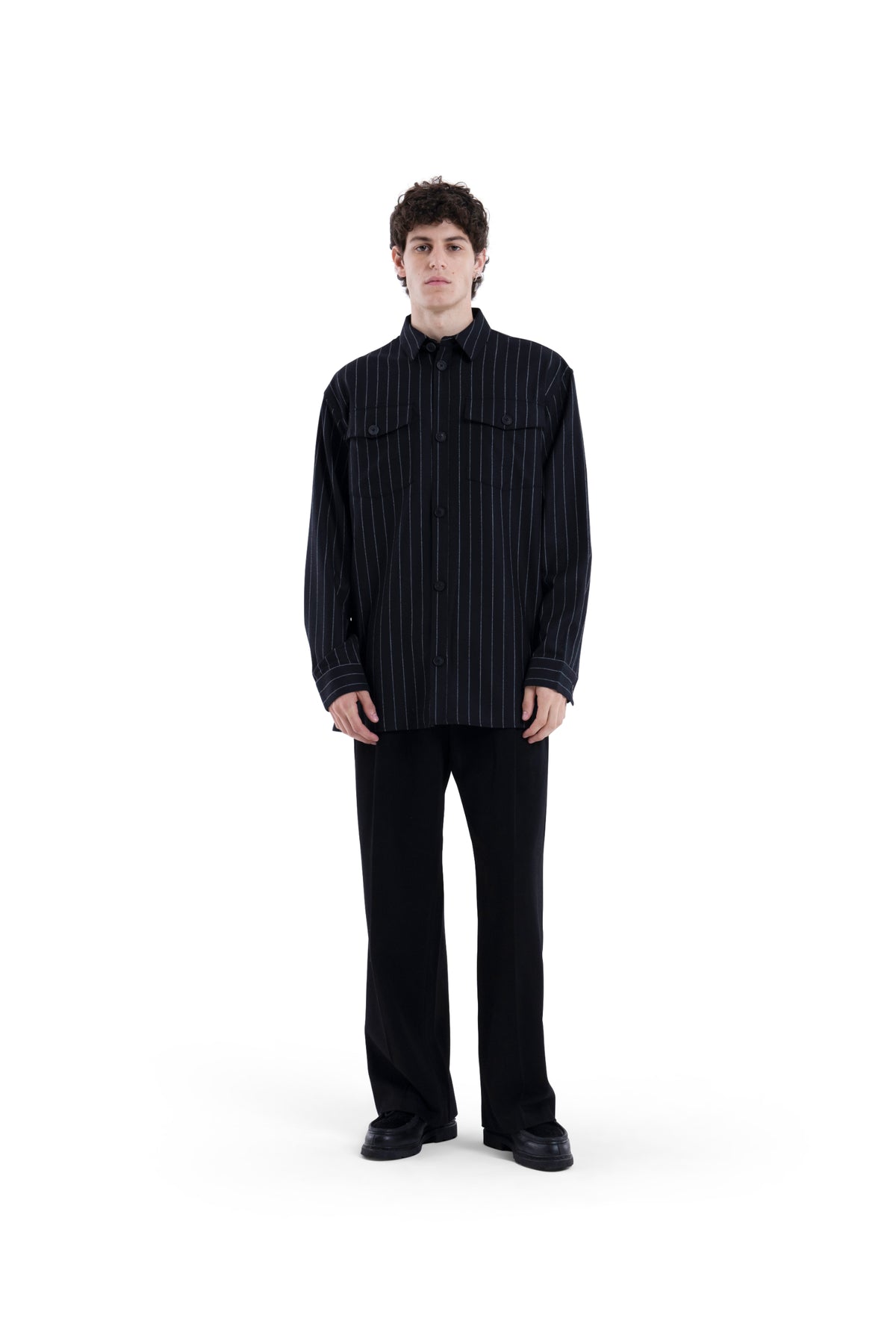MIMIR REGLA PINSTRIPE SHIRT Black/Chalk Stripe