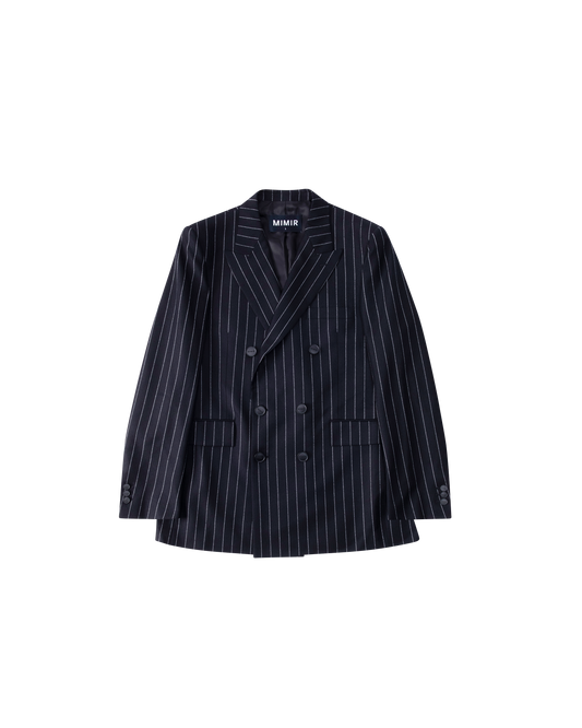 MIMIR SKADI PINSTRIPE BLAZER Black/Chalk Stripe