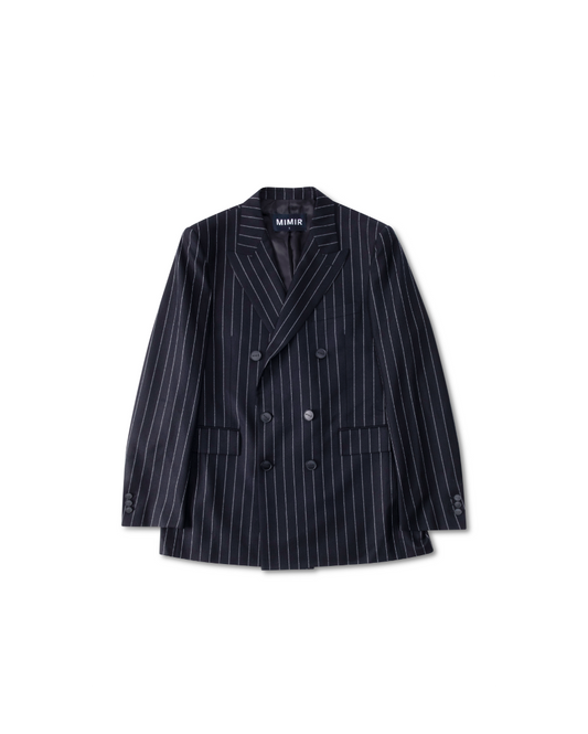 MIMIR SKADI PINSTRIPE BLAZER Black/Chalk Stripe