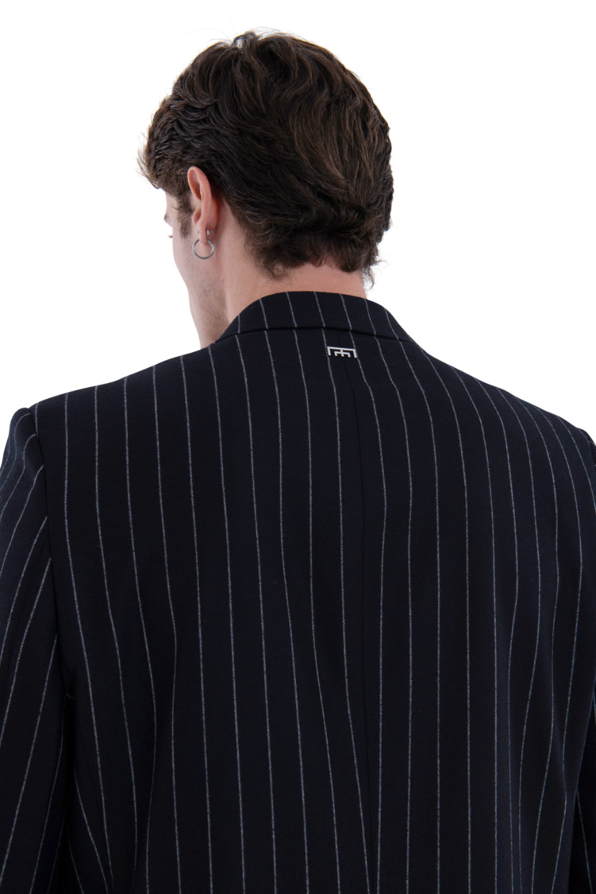 MIMIR SKADI PINSTRIPE BLAZER Black/Chalk Stripe