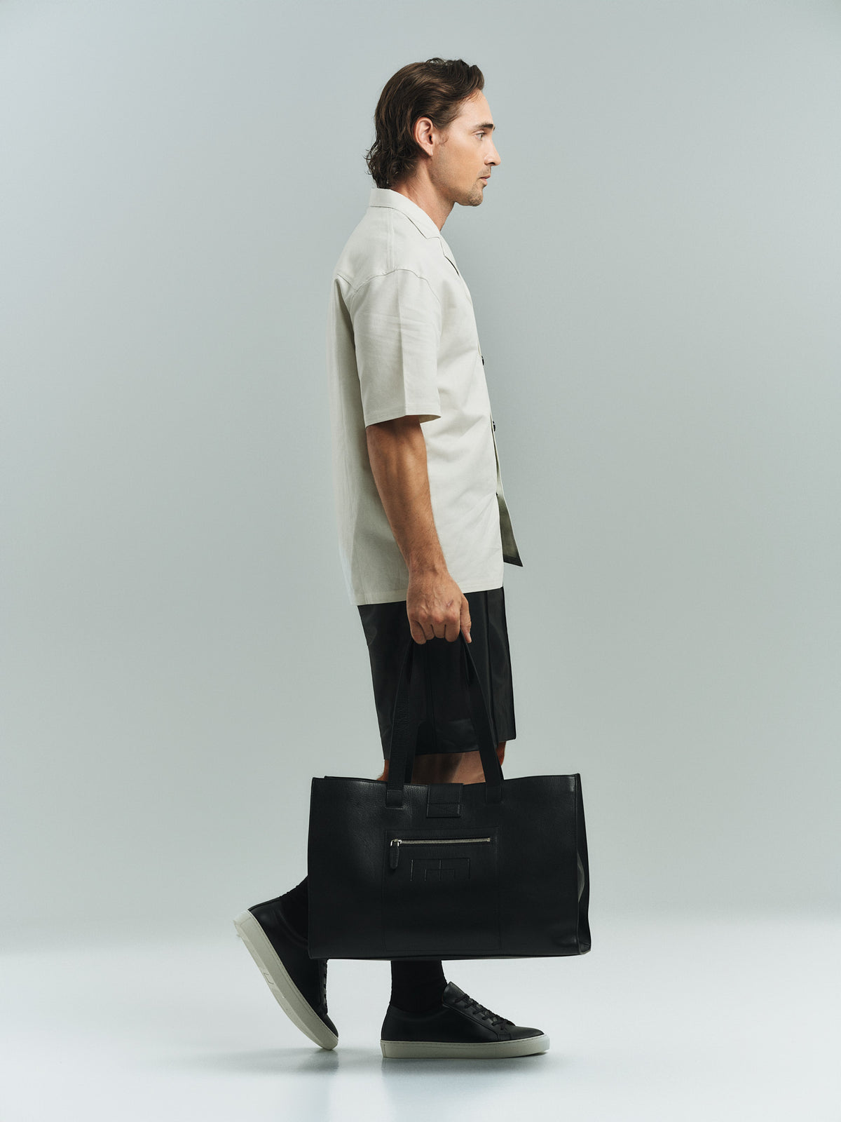 MIMIR ARC Leather Tote BAG Black/Affenpinscher