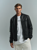 MIMIR HAVEN Leather Bomber OUTERWEAR Black/Affenpinscher