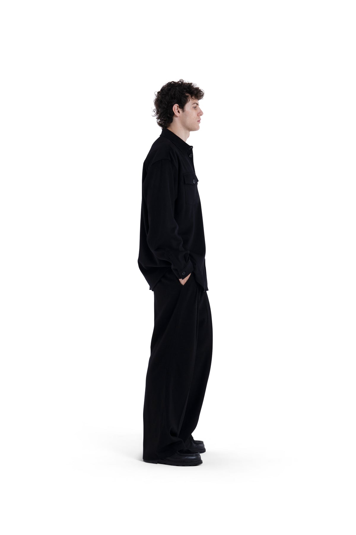 MIMIR MEMORY WOOL SILK SHIRT  Black