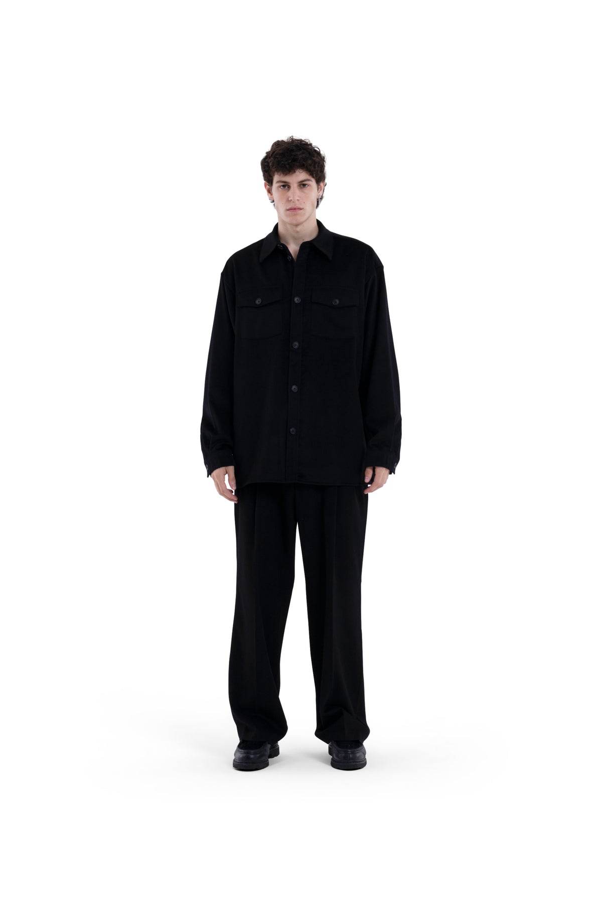 MIMIR MEMORY WOOL SILK SHIRT  Black