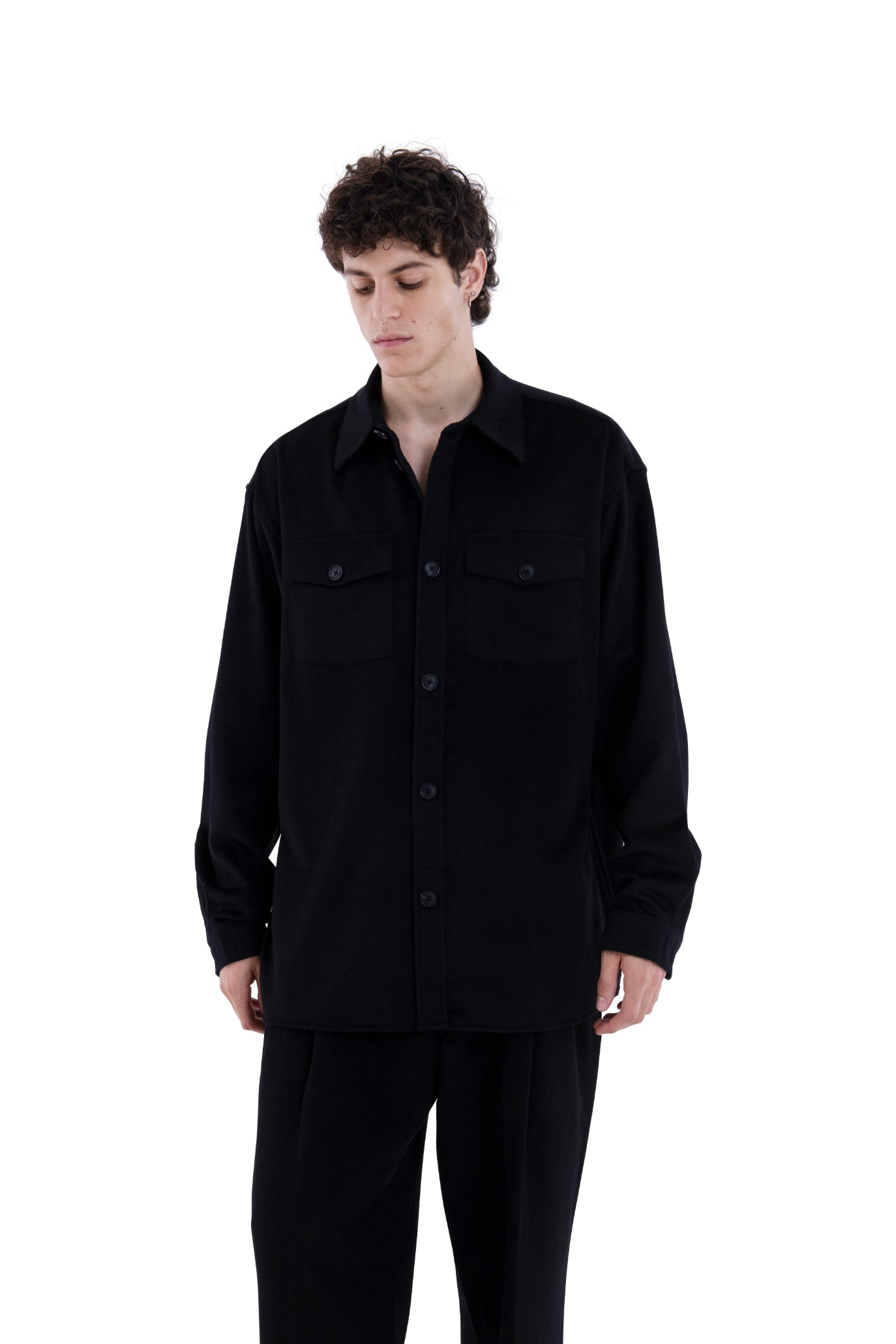 MIMIR MEMORY WOOL SILK SHIRT  Black