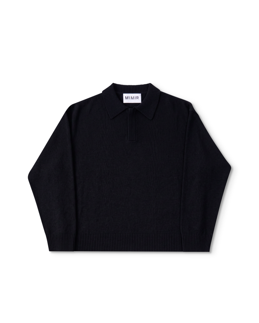 MIMIR MUNINN KNIT POLO  Black