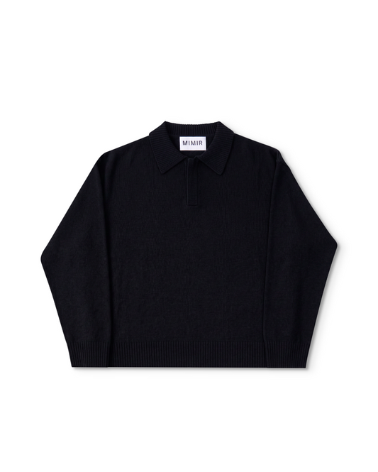 MIMIR MUNINN KNIT POLO  Black