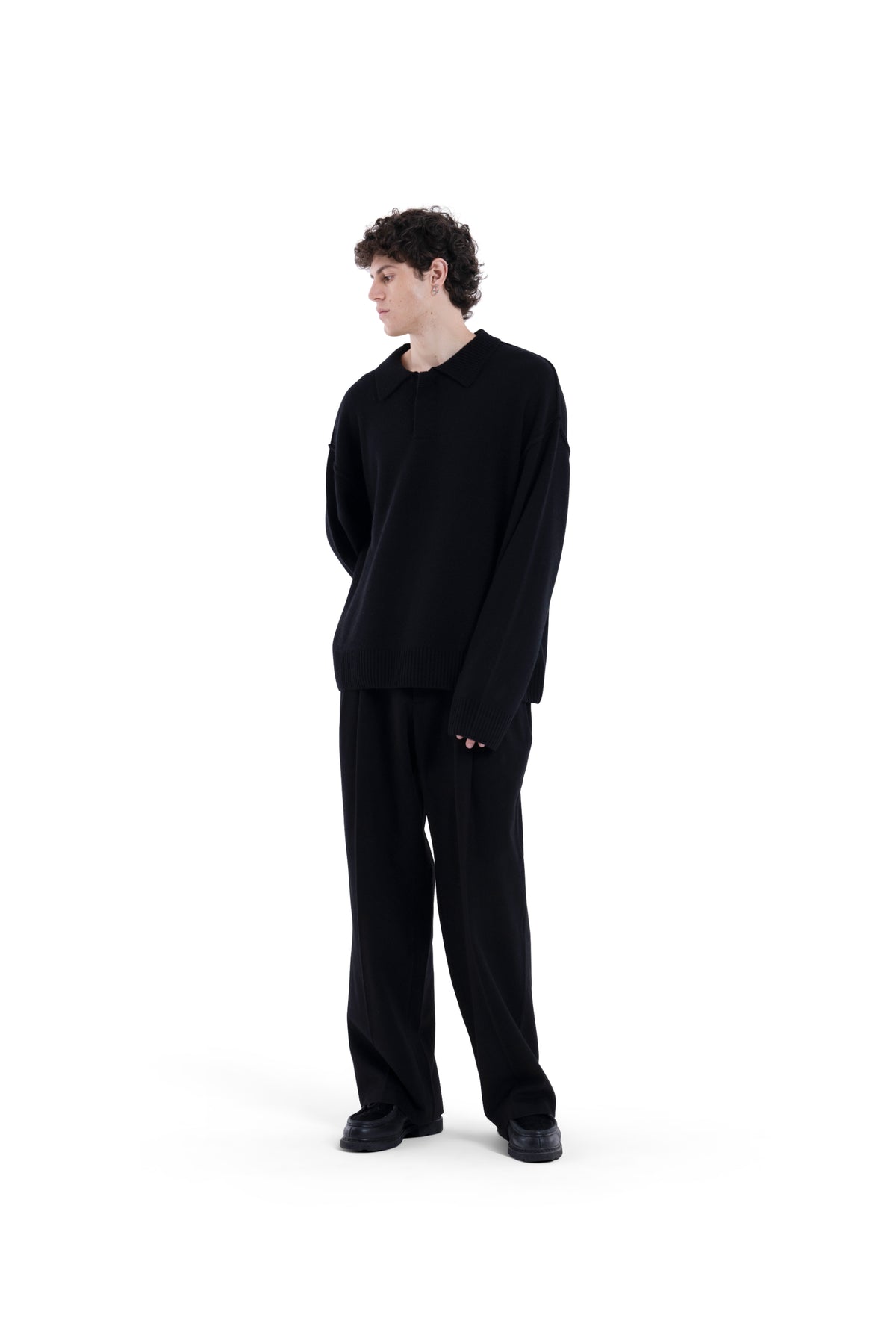 MIMIR MUNINN KNIT POLO  Black