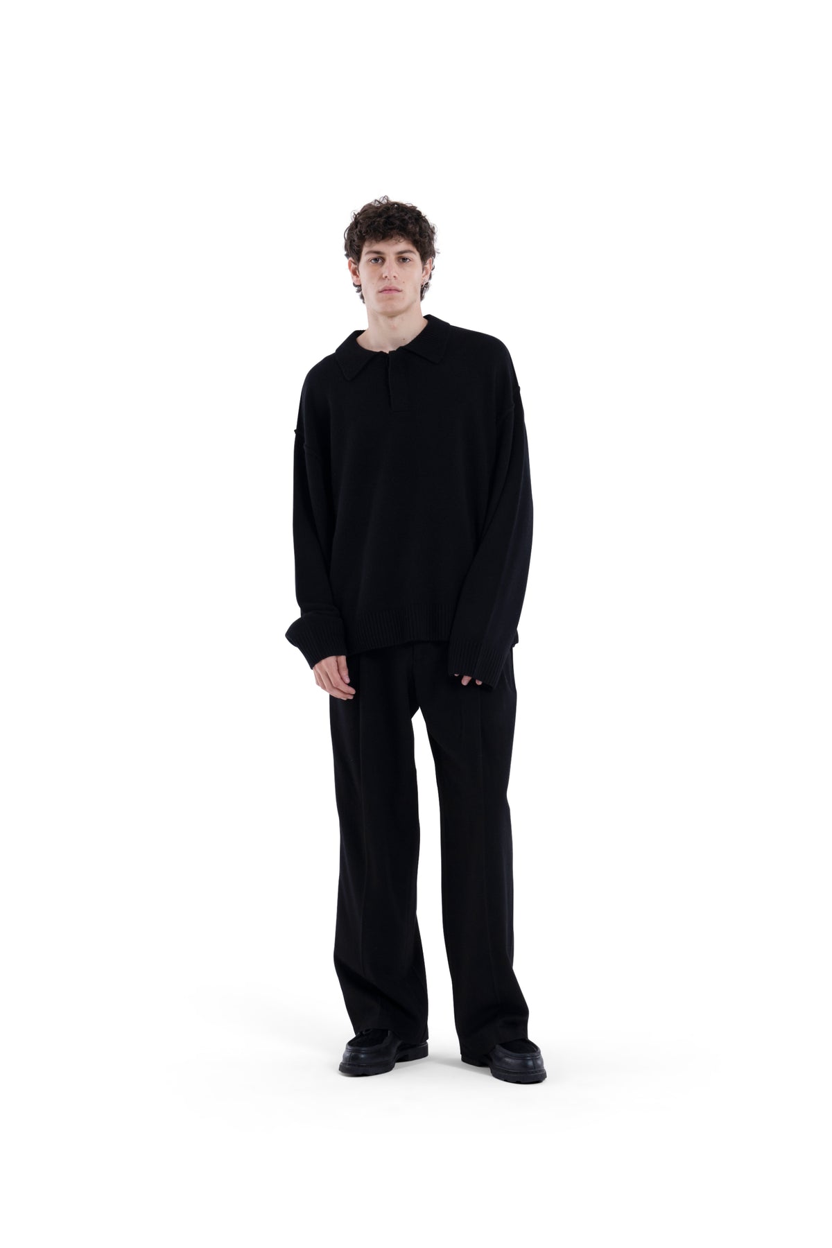 MIMIR MUNINN KNIT POLO  Black