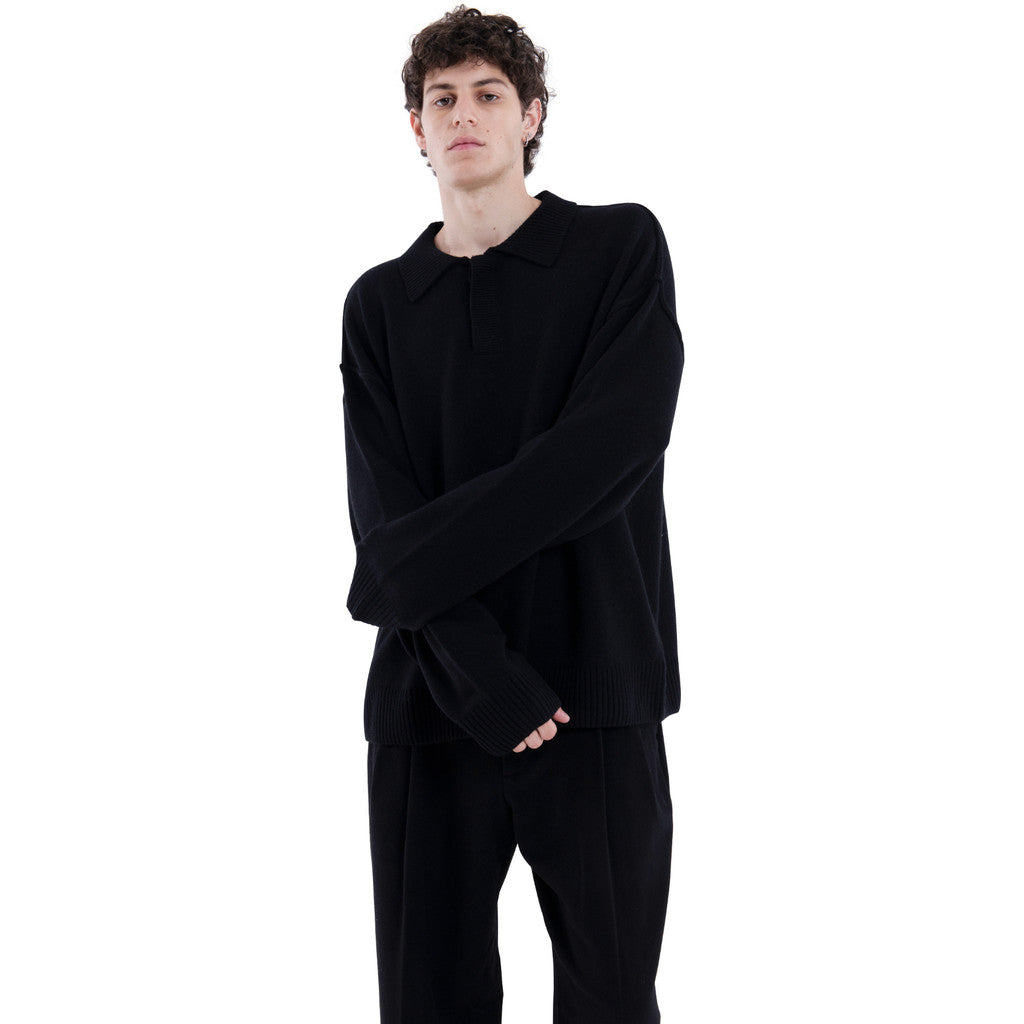 MIMIR MUNINN KNIT POLO  Black