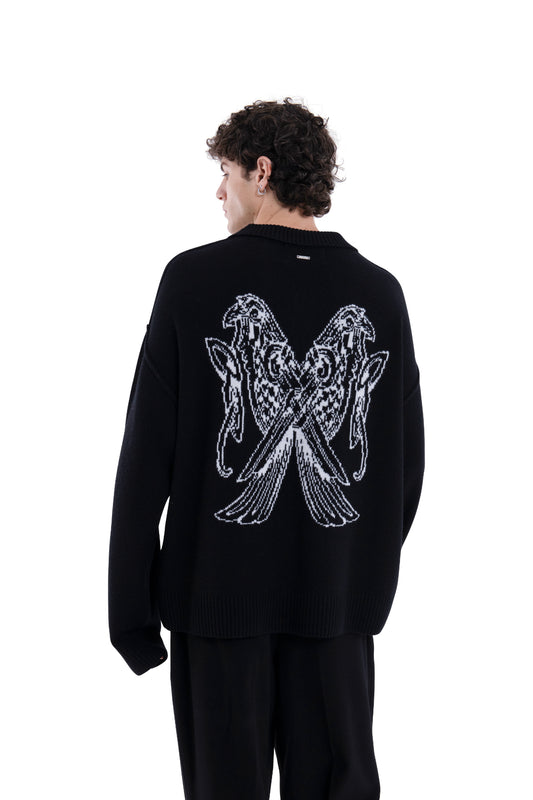 MIMIR MUNINN KNIT POLO  Black
