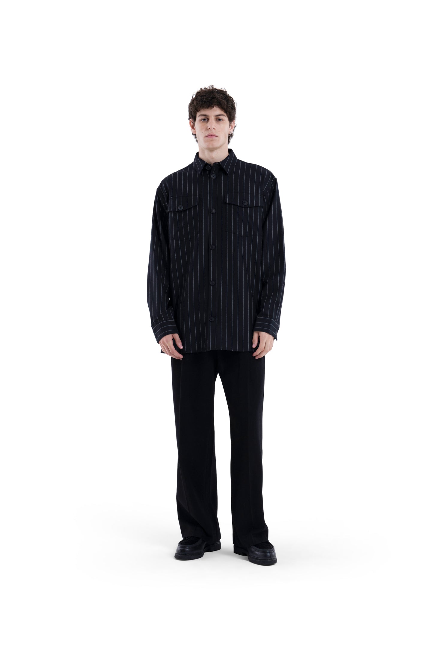 MIMIR REGLA PINSTRIPE SHIRT  Black/Chalk Stripe