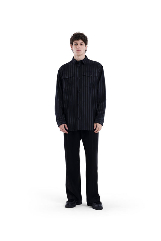 MIMIR REGLA PINSTRIPE SHIRT  Black/Chalk Stripe