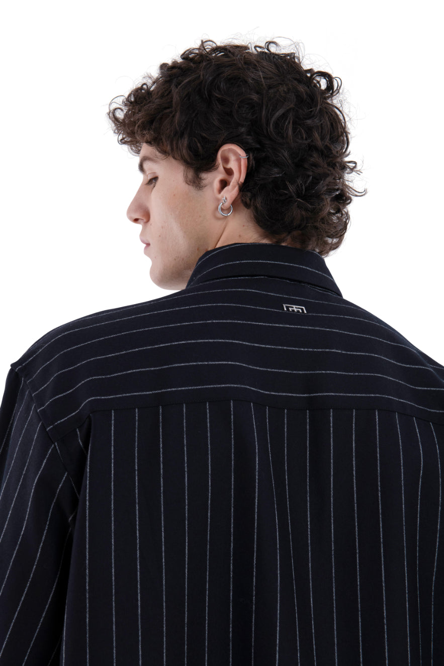 MIMIR REGLA PINSTRIPE SHIRT  Black/Chalk Stripe