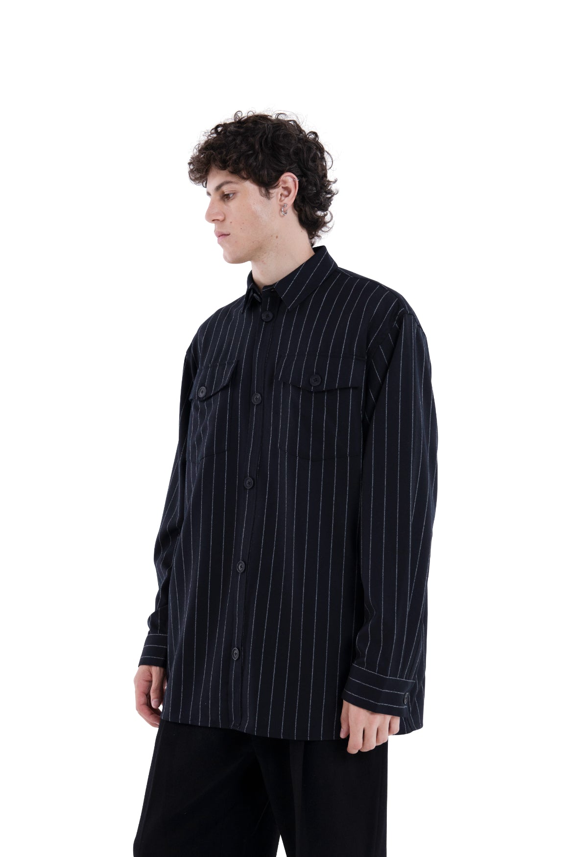 MIMIR REGLA PINSTRIPE SHIRT  Black/Chalk Stripe