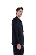 MIMIR SKADI PINSTRIPE BLAZER  Black/Chalk Stripe