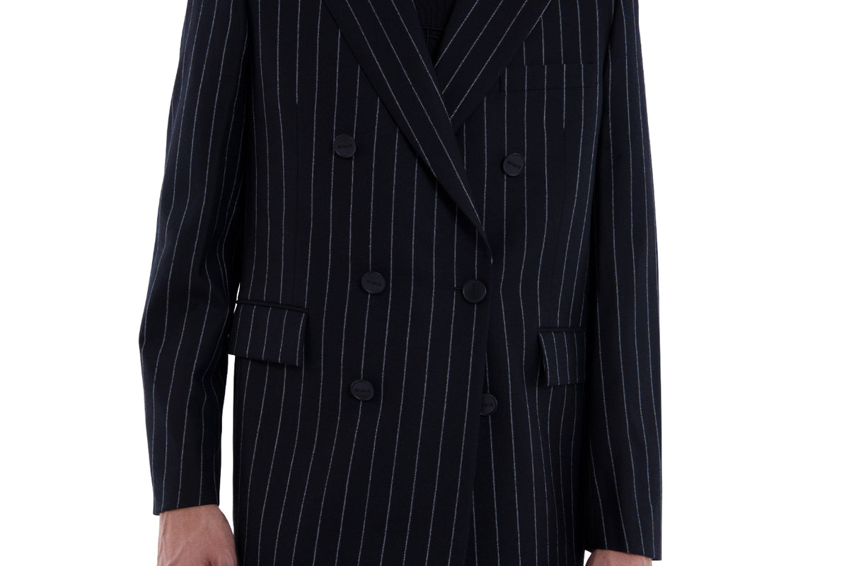 MIMIR SKADI PINSTRIPE BLAZER  Black/Chalk Stripe