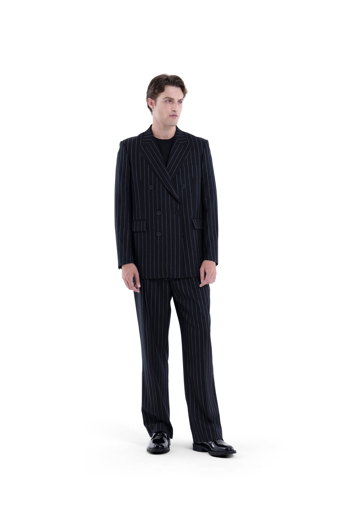 MIMIR SKADI PINSTRIPE TROUSERS  Black/Chalk Stripe